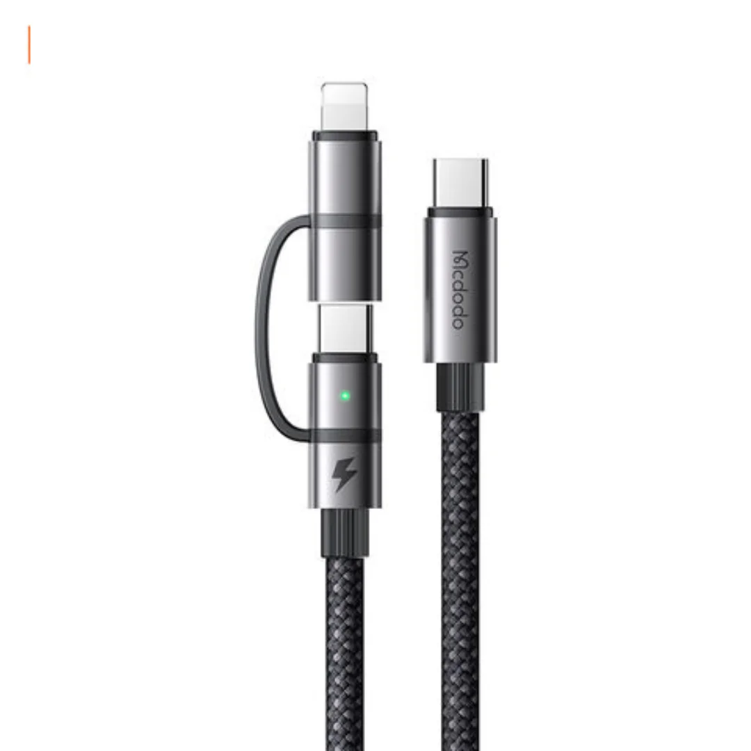 Mcdodo CA-0450 black zinc alloy nylon braided Type-C to Lightning cable with smart auto power off LED indicator