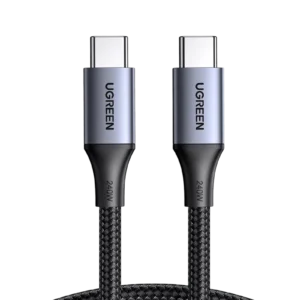 Ugreen 240W USB-C to USB-C black nylon braided fast charging cable with metallic connectors