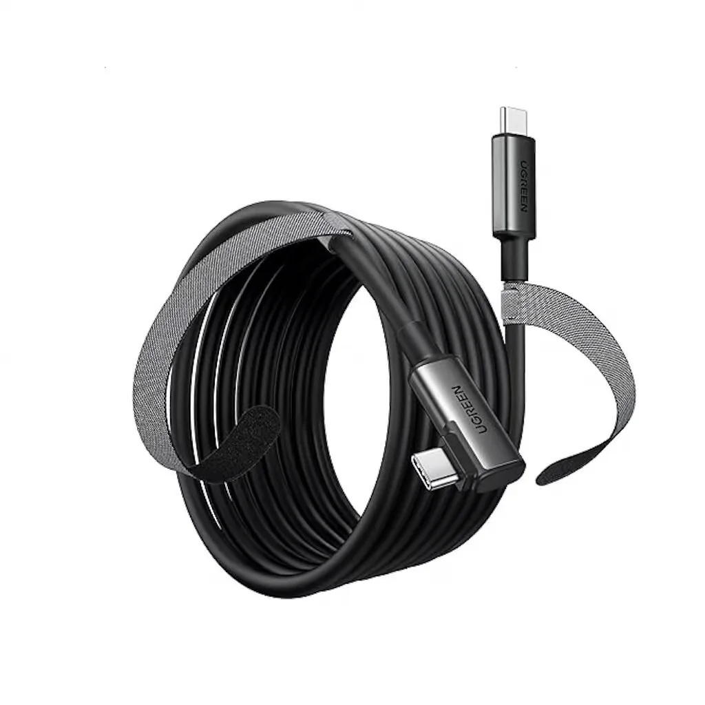 Ugreen 90629 90-degree right angle USB-C to USB-C VR link cable 5m black coiling strap