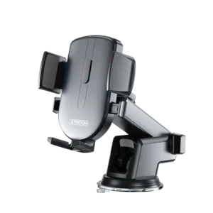 JOYROOM JR-OK3 car phone holder with telescopic arm and suction cup mounted on car dashboard holding smartphone