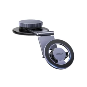 UGREEN 45577 MagSafe double axis magnetic car stand mounted on dashboard holding iPhone securely