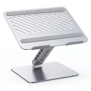 UGreen 60975 silver adjustable aluminum laptop stand with integrated USB 3.0 hub supporting laptop