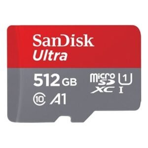 High-speed 512GB MicroSDXC memory card with full-size SD card adapter