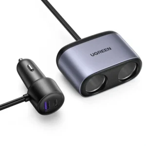 UGREEN CD252 24W dual USB-A car charger featuring dual extension expansion ports with a soft LED power indicator.